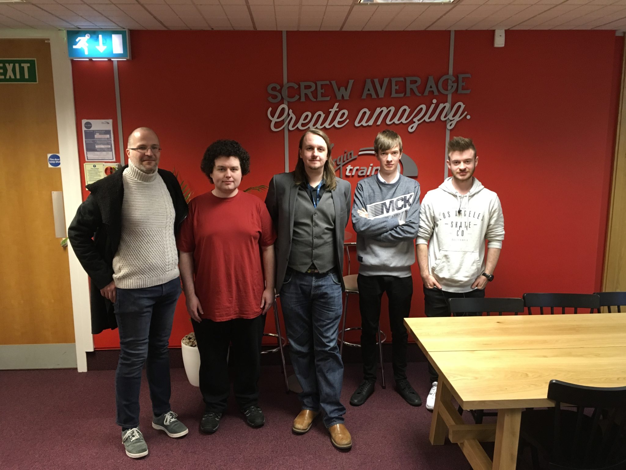 Students and Simon Hunt at the Virgin Training Centre