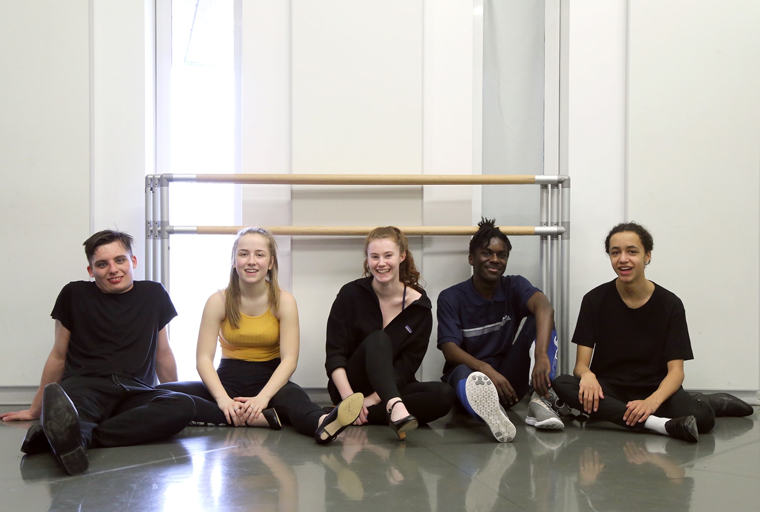 Students sat in dance studio