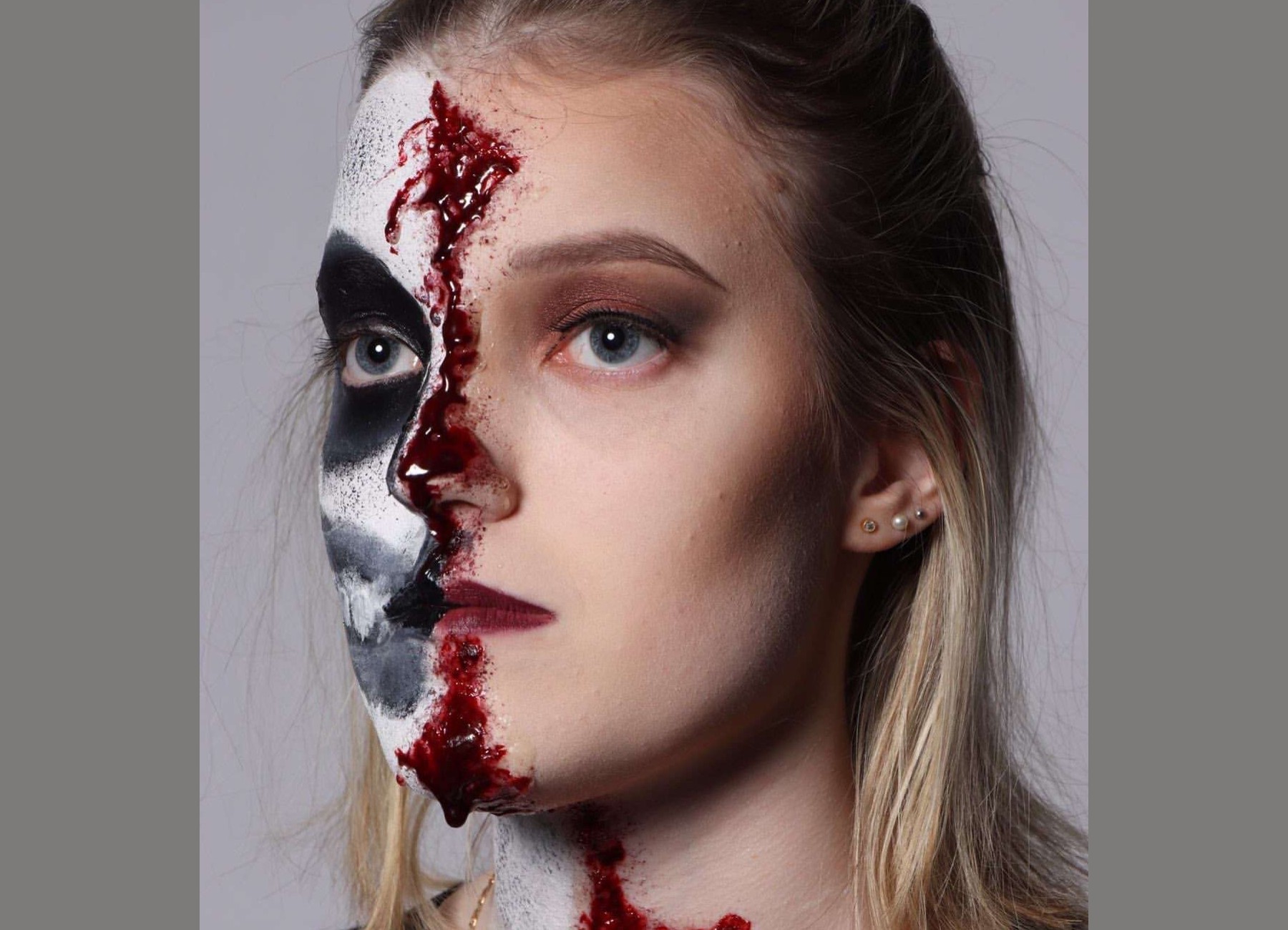 Student with scary halloween make up at Solihull College