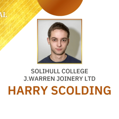 Screenshot of announcement that Harry Scolding has won a gold medal for joinery