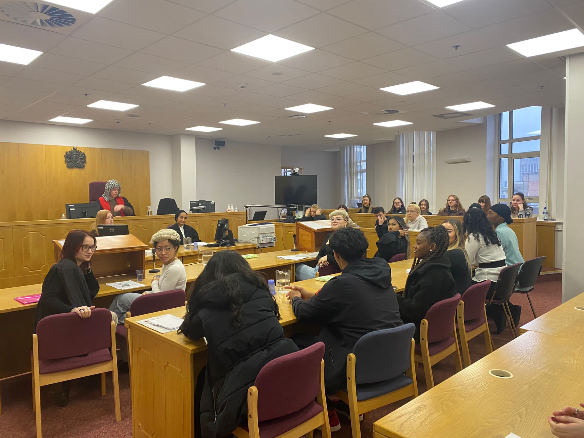 Solihull College students in mock court session