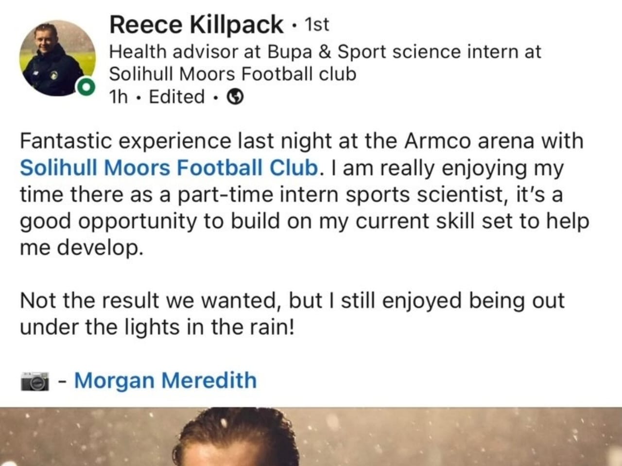 Reece Killpack review of Solihull Moors Football Club