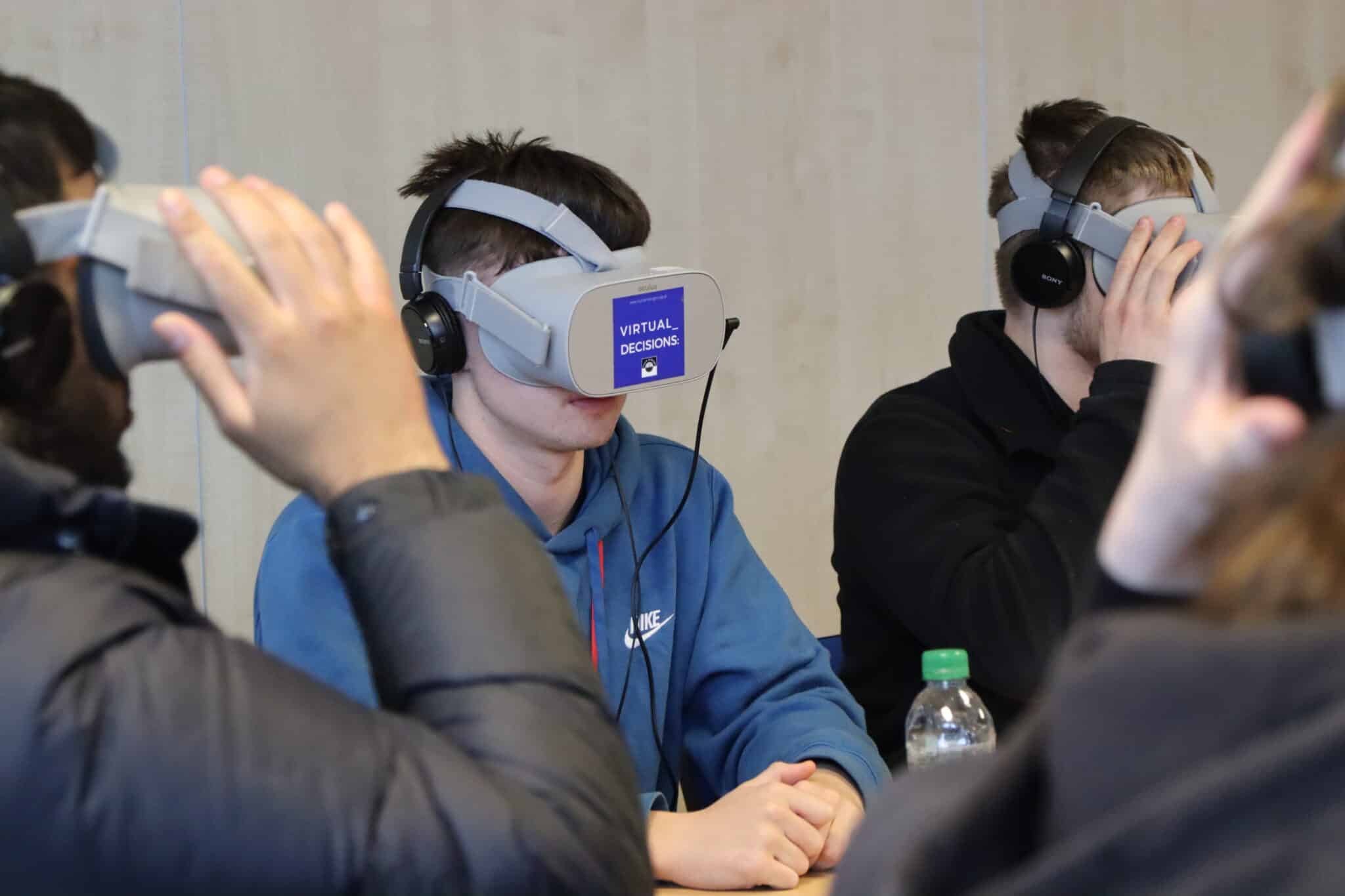 Students wearing VR headset