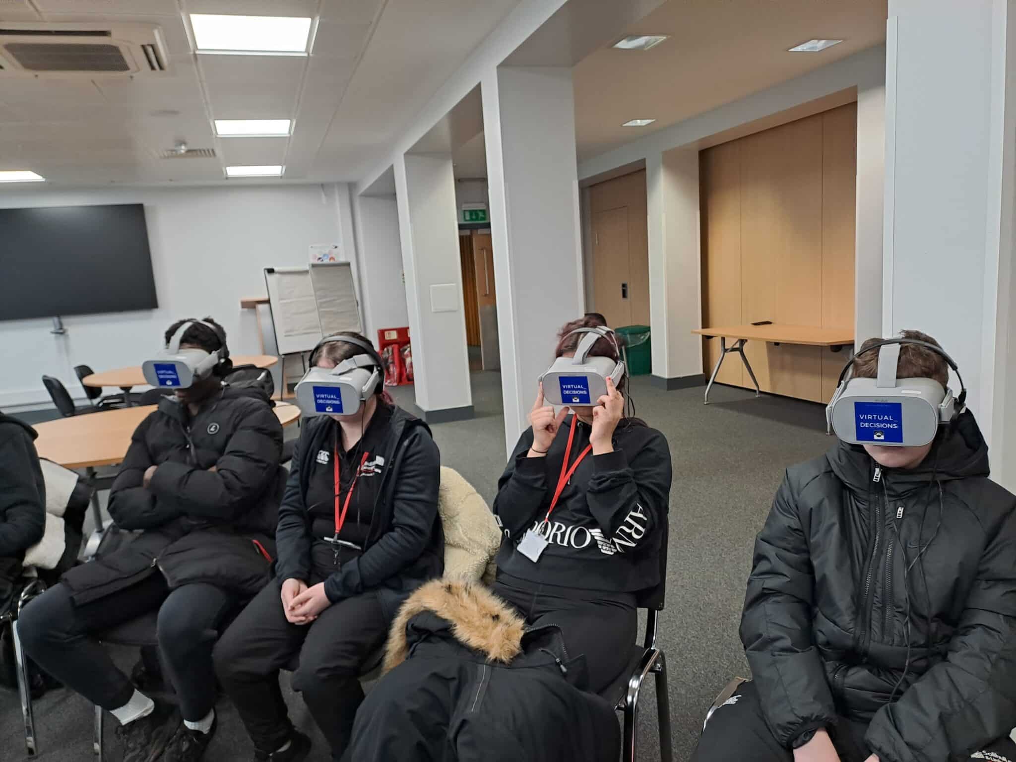 students using Virtual reality headsets