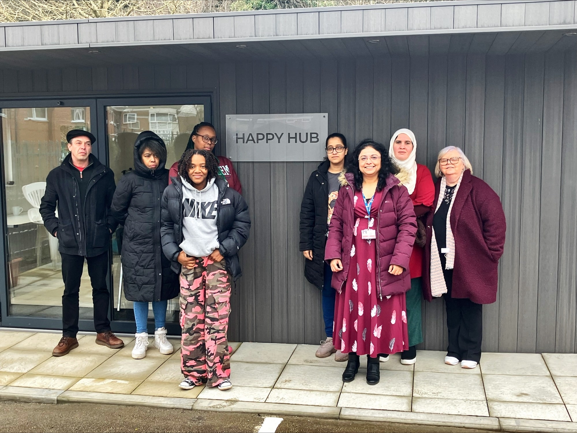 group of mature students outside the Brandwood Centre