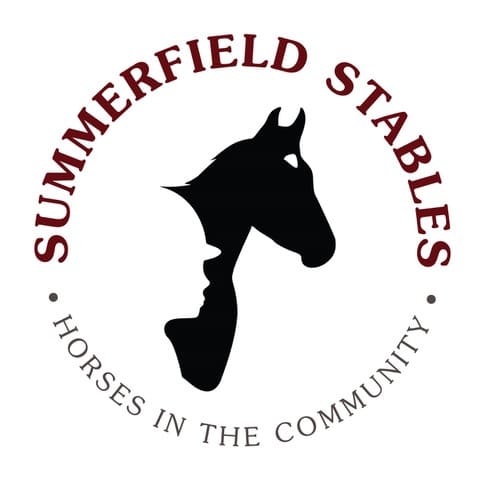 logo of horse with text: summerfield stables horses in the community