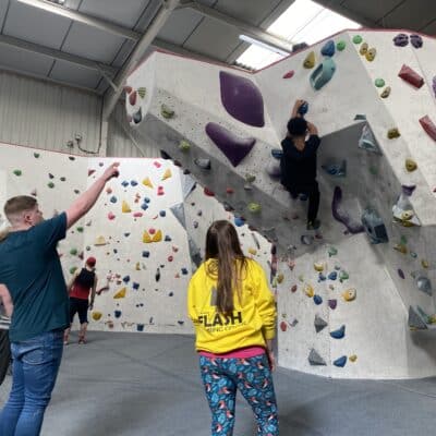 students indoor climbing