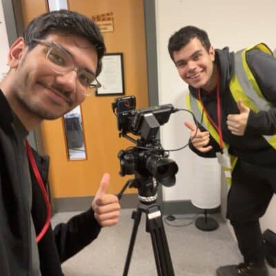 saman and juan at college filming