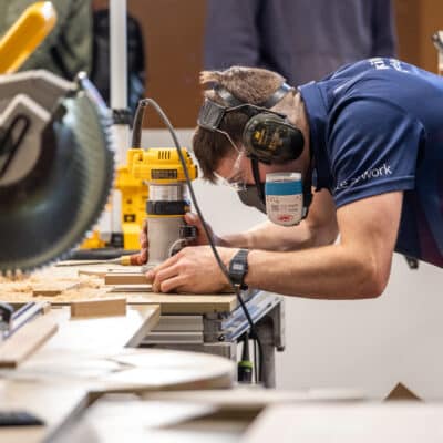 Bench Joinery Apprentice wins Silver at WorldSkills Lyon 2024 - competitor at work